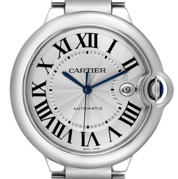 Cartier Ballon Bleu Steel Silver Dial Automatic Mens Watch W69012Z4 Box Papers