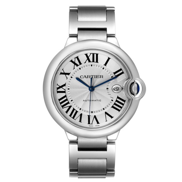 Cartier Ballon Bleu Steel Silver Dial Automatic Mens Watch W69012Z4 Box Papers