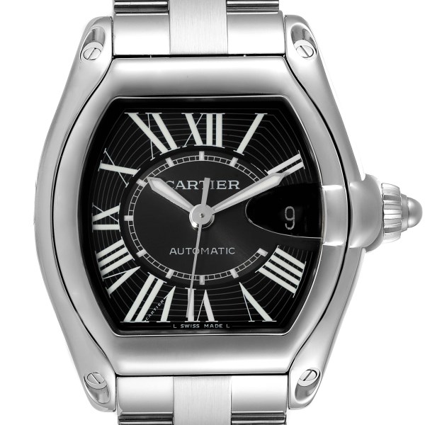 Cartier Roadster Black Dial Large Steel Mens Watch W62041V3