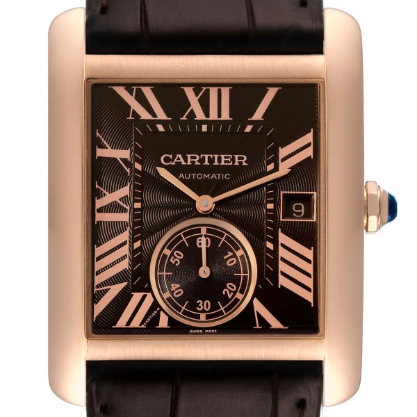 Cartier Tank MC Rose Gold Brown Dial Brown Strap Mens Watch W5330002