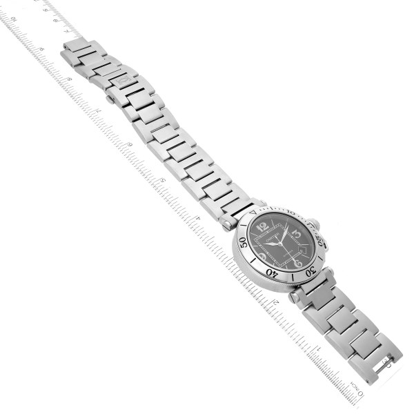 Cartier Pasha Seatimer Black Dial Automatic Mens Watch W31077M7 Box Papers