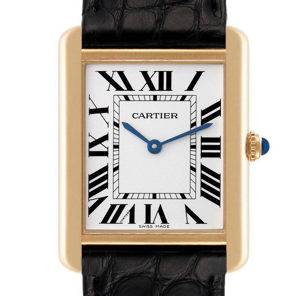 Cartier Tank Solo Large Yellow Gold Steel Mens Watch W5200004 Box Card