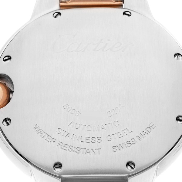 Cartier Ballon Bleu 36mm Steel Rose Gold Mother of Pearl Ladies Watch W2BB0011