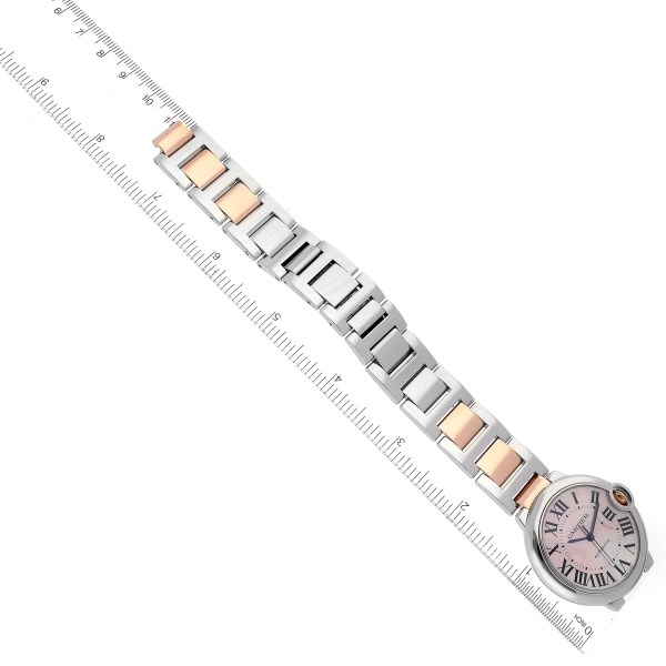 Cartier Ballon Bleu 36mm Steel Rose Gold Mother of Pearl Ladies Watch W2BB0011