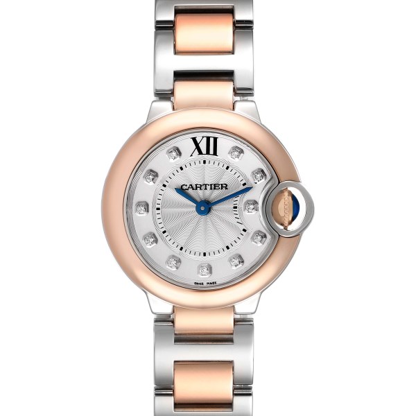 Cartier Ballon Bleu 28 Steel Rose Gold Diamond Ladies Watch W3BB0005 Box Papers Cartier Ballon Bleu 28 Steel Rose Gold Diamond Ladies Watch W3BB0005 Box Papers