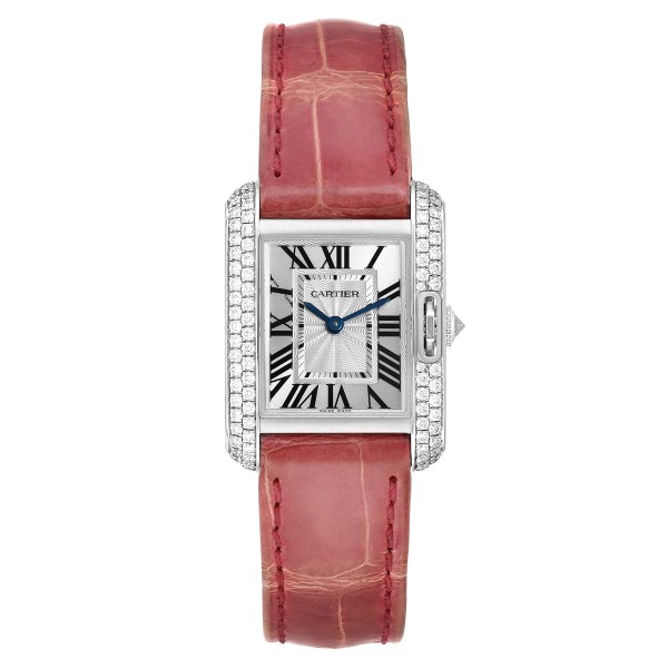 Cartier Tank Anglaise White Gold Diamond Ladies Watch WT100015 Box Papers