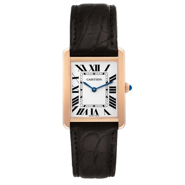 Cartier Tank Solo Large Rose Gold Steel Brown Strap Mens Watch W5200025 Papers