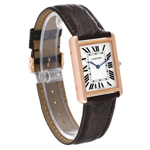 Cartier Tank Solo Large Rose Gold Steel Brown Strap Mens Watch W5200025 Papers
