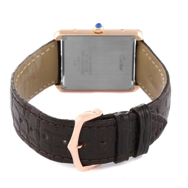 Cartier Tank Solo Large Rose Gold Steel Brown Strap Mens Watch W5200025 Papers