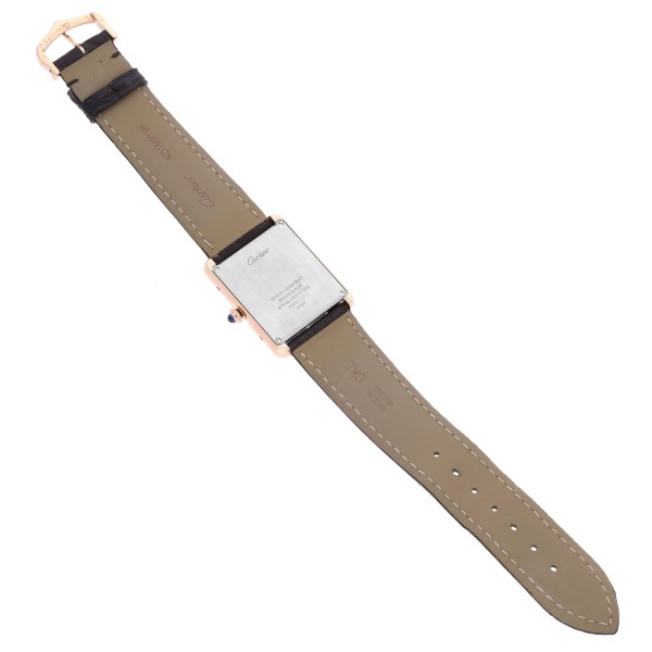 Cartier Tank Solo Large Rose Gold Steel Brown Strap Mens Watch W5200025 Papers