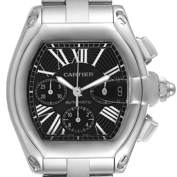 Cartier Roadster XL Chronograph Black Dial Steel Mens Watch W62020X6