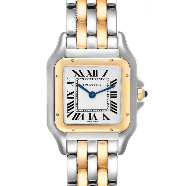 Cartier Panthere Ladies Steel Yellow Gold 2 Row Watch W2PN0007 Box Card