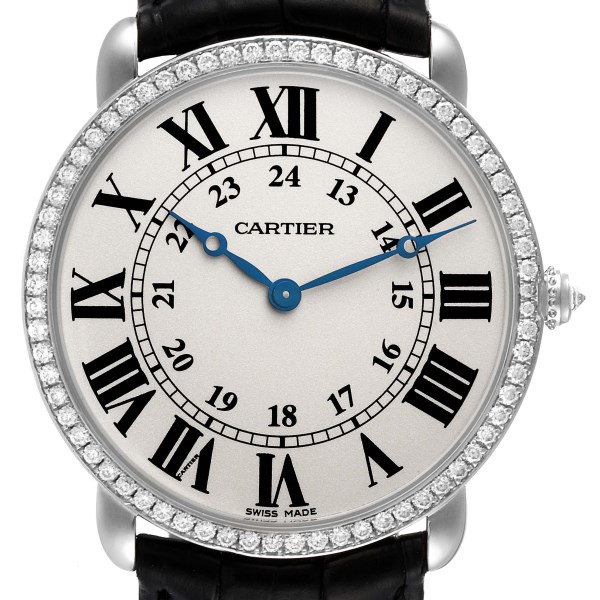 Cartier Ronde Louis White Gold Diamond Mens Watch WR000551
