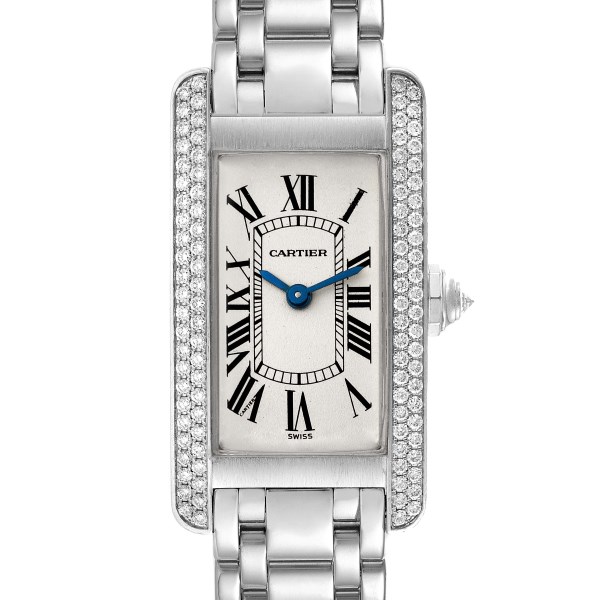 Cartier Tank Americaine White Gold Diamond Ladies Watch WB7018L1