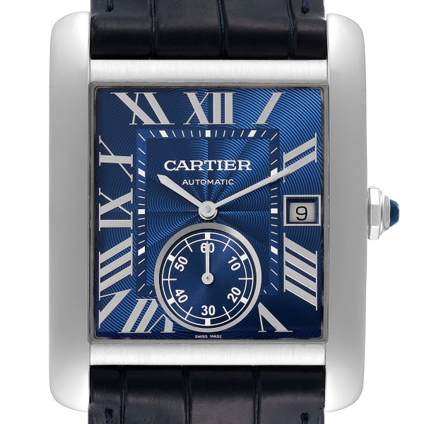Cartier Tank MC Blue Dial Automatic Steel Mens Watch WSTA0010