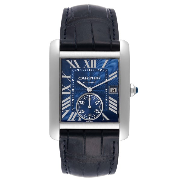 Cartier Tank MC Blue Dial Automatic Steel Mens Watch WSTA0010