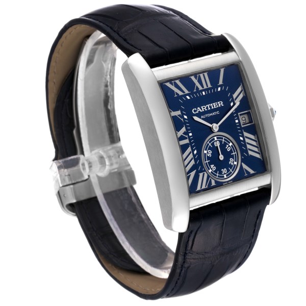 Cartier Tank MC Blue Dial Automatic Steel Mens Watch WSTA0010