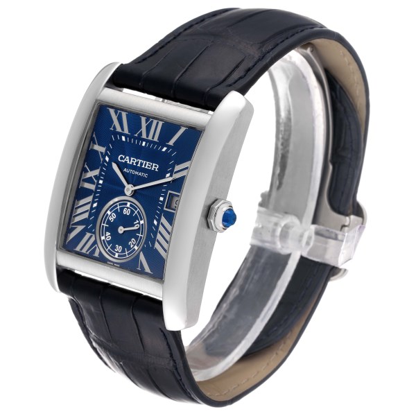 Cartier Tank MC Blue Dial Automatic Steel Mens Watch WSTA0010