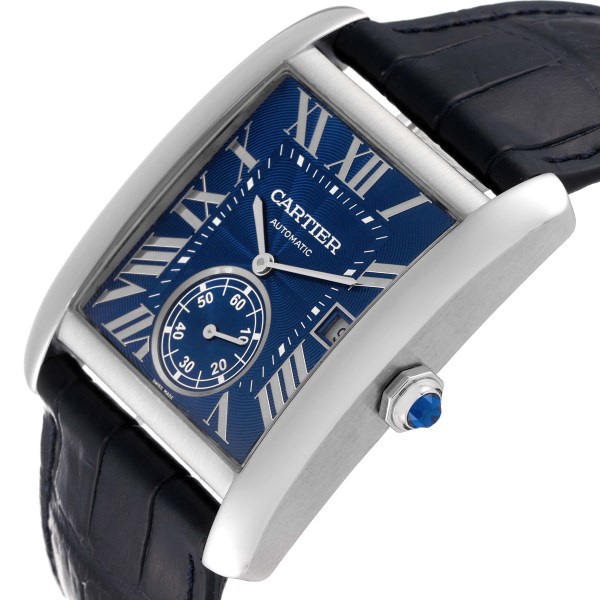Cartier Tank MC Blue Dial Automatic Steel Mens Watch WSTA0010