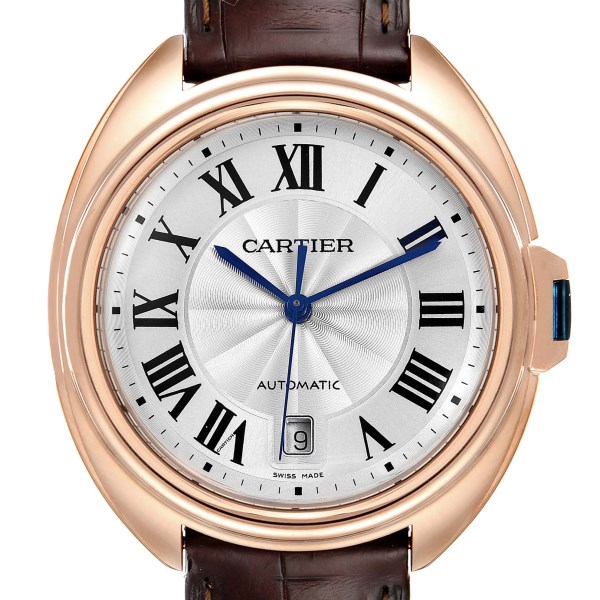Cartier Cle Rose Gold Brown Strap Automatic Mens Watch WGCL0004