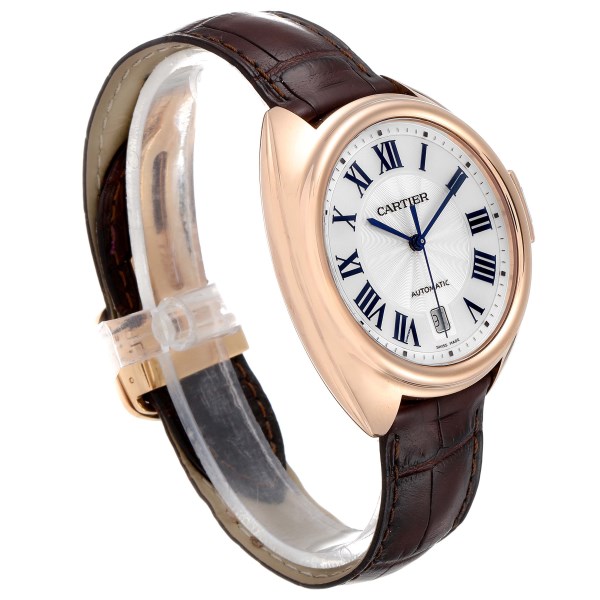 Cartier Cle Rose Gold Brown Strap Automatic Mens Watch WGCL0004
