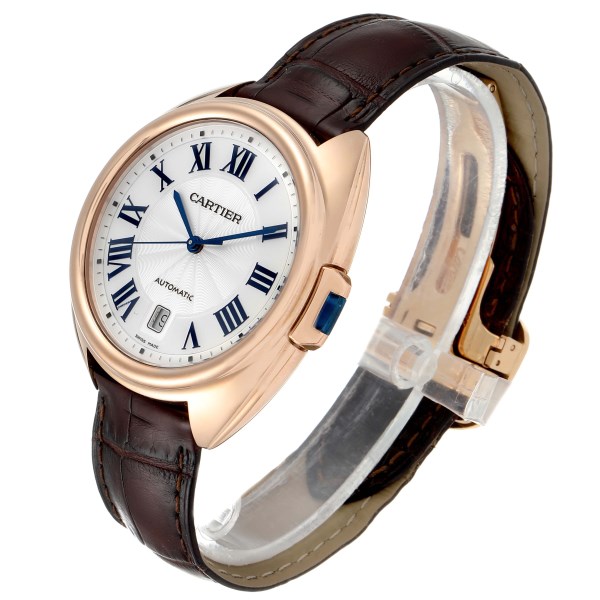 Cartier Cle Rose Gold Brown Strap Automatic Mens Watch WGCL0004