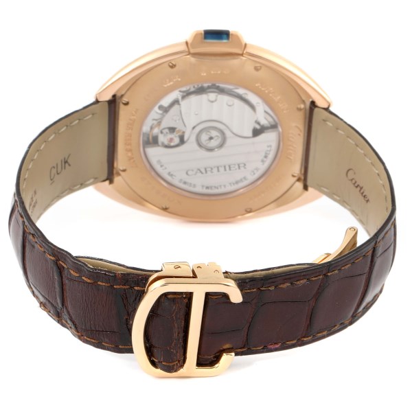 Cartier Cle Rose Gold Brown Strap Automatic Mens Watch WGCL0004
