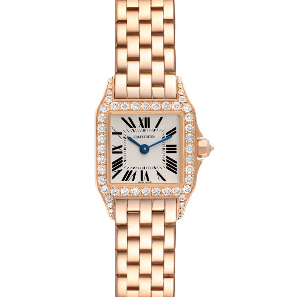 Cartier Santos Demoiselle Small Rose Gold Diamond Ladies Watch WF9011Z8