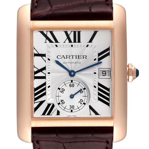 Cartier Tank MC Rose Gold Silver Dial Mens Watch W5330001 Box Papers
