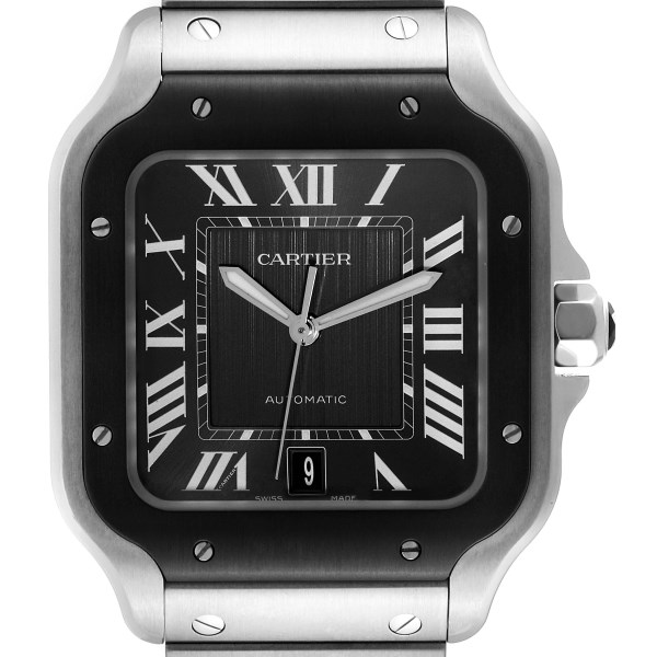 Cartier Santos Stainless Steel DLC Grey Dial Mens Watch WSSA0037 Unworn