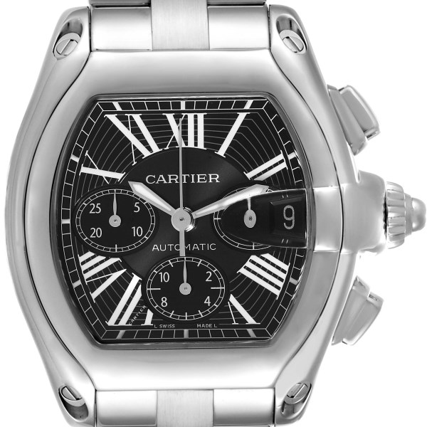 Cartier Roadster XL Chronograph Black Dial Steel Mens Watch W62020X6