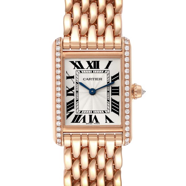 Cartier Tank Louis Small Rose Gold Diamond Ladies Watch WJTA0020 Box Papers