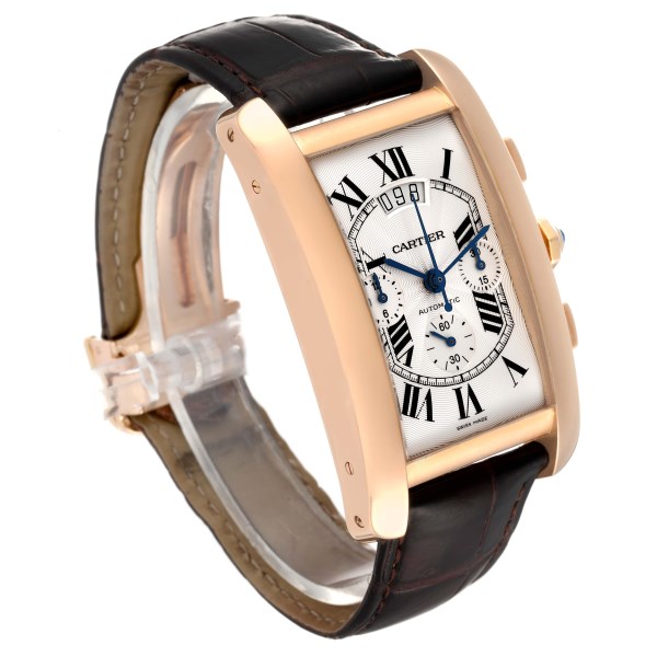 Cartier Tank Americaine Chronograph Rose Gold Mens Watch W2609356