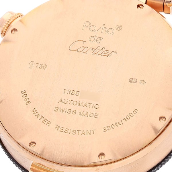 Cartier Pasha Seatimer Rose Gold Black Dial Mens Watch W301980M Box Papers