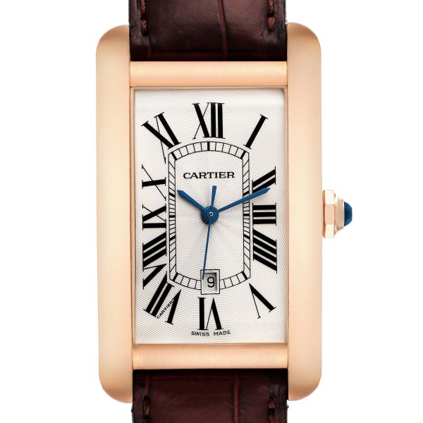 Cartier Tank Americaine Large 18K Rose Gold Brown Strap Watch W2609156 Cartier Tank Americaine Large 18K Rose Gold Brown Strap Watch W2609156