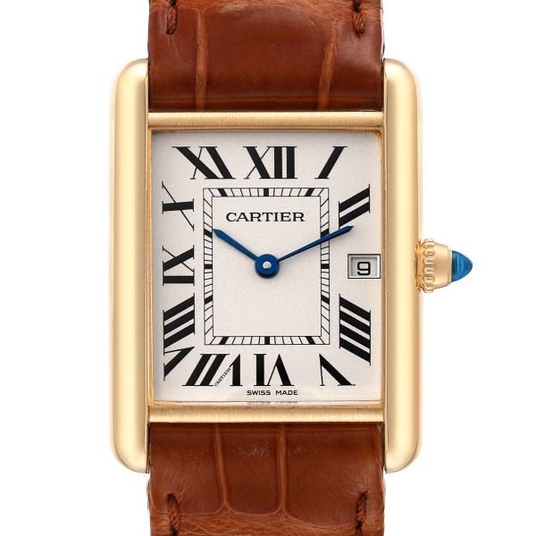 Cartier Tank Louis 18K Yellow Gold Brown Strap Mens Watch W1529756