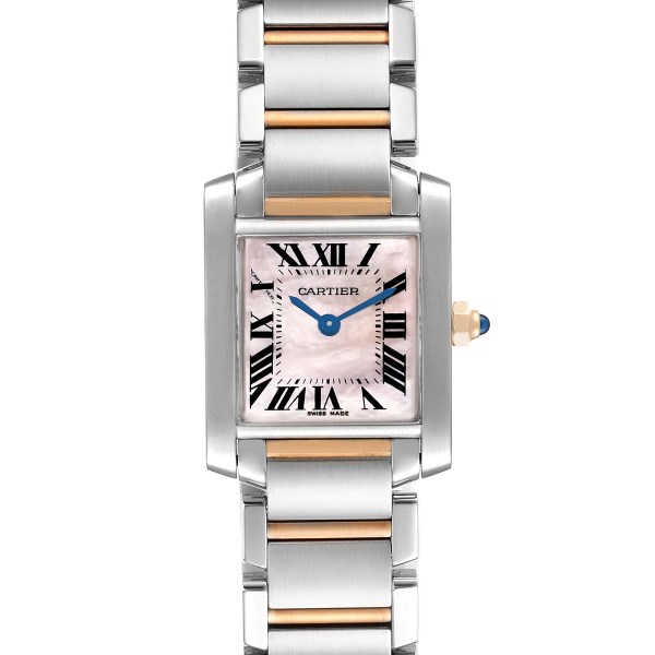 Cartier Tank Francaise Steel Rose Gold Mother of Pearl Dial Ladies Watch W51027Q4