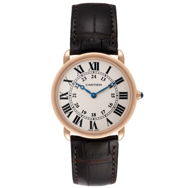 Cartier Ronde Louis Rose Gold Silver Dial Mens Watch W6800251