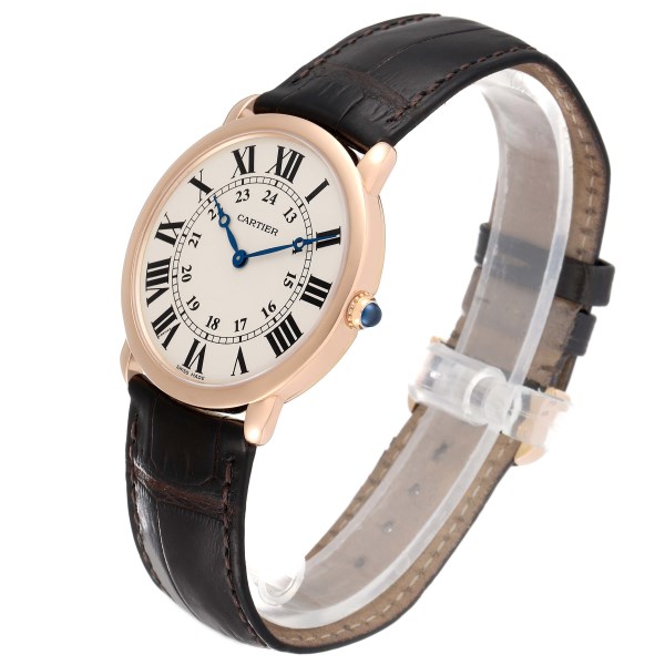 Cartier Ronde Louis Rose Gold Silver Dial Mens Watch W6800251