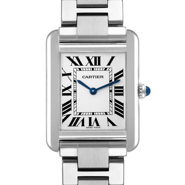 Cartier Tank Solo Silver Dial Small Steel Ladies Watch W5200013 Box Papers