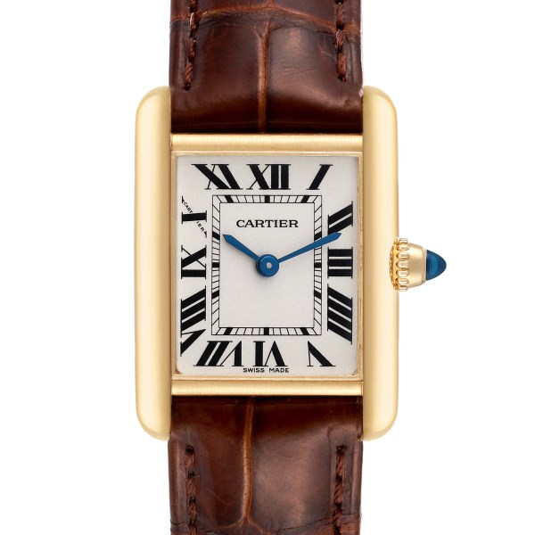 Cartier Tank Louis Small Yellow Gold Brown Strap Ladies Watch W1529856 Card