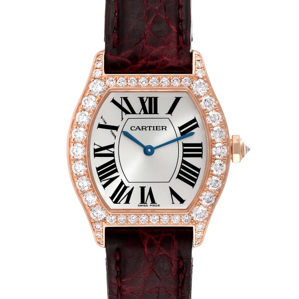 Cartier Tortue Rose Gold Diamond Bezel Ladies Watch WA507031 Box Papers