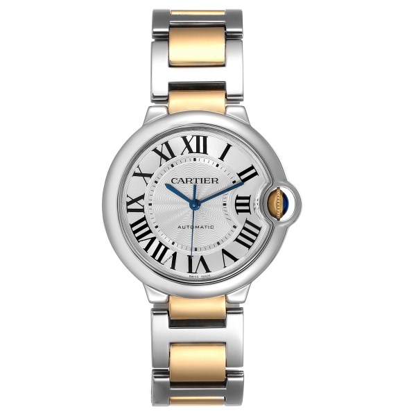 Cartier Ballon Bleu 36 Steel Yellow Gold Mens Watch W2BB0012 Box Papers