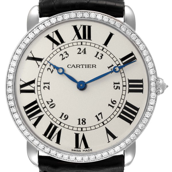 Cartier Ronde Louis White Gold Diamond Mens Watch WR000551