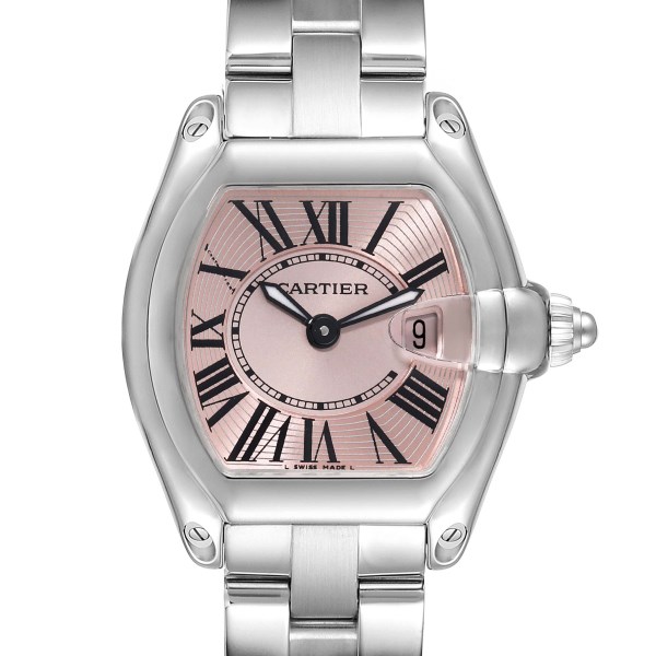 Cartier Roadster Small Pink Dial Steel Ladies Watch W62017V3