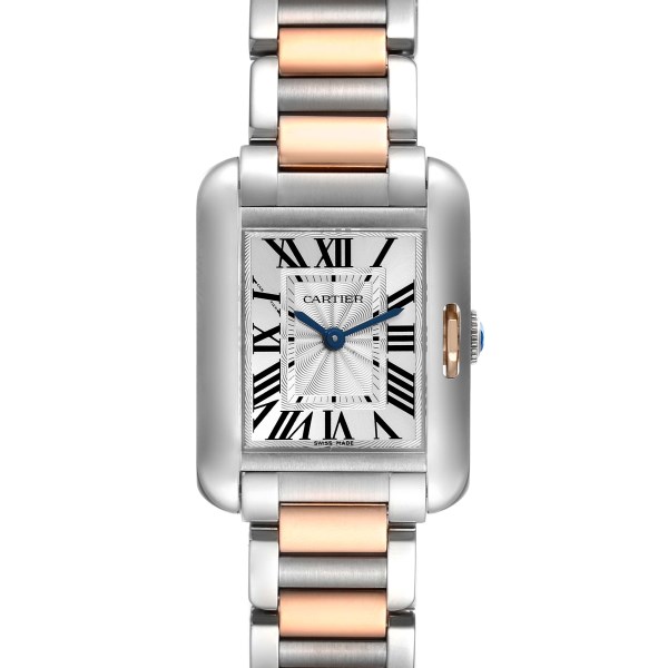Cartier Tank Anglaise Small Steel Rose Gold Ladies Watch W5310036 Box Papers