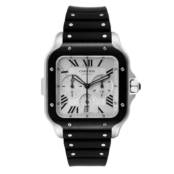 Cartier Santos XL Chronograph Steel ADLC Mens Watch WSSA0017 Unworn