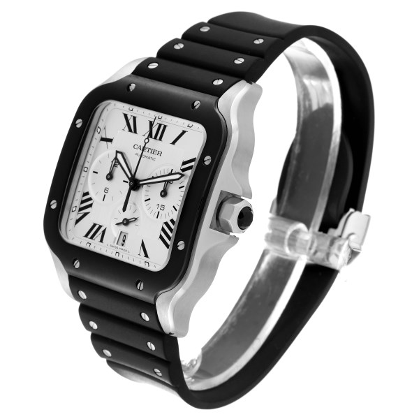 Cartier Santos XL Chronograph Steel ADLC Mens Watch WSSA0017 Unworn
