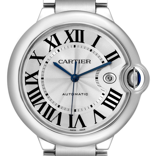 Cartier Ballon Bleu 42 Steel Automatic Silver Dial Mens Watch W69012Z4 Papers