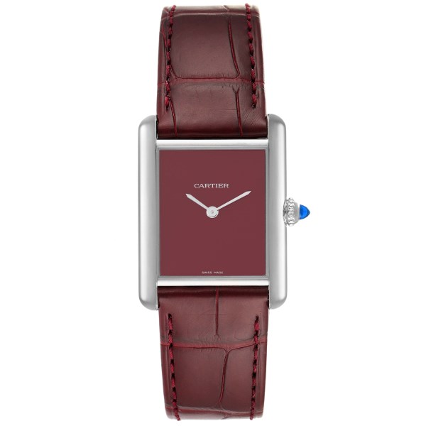 Cartier Tank Must Large Steel Red Dial Ladies Watch WSTA0054 Unworn
